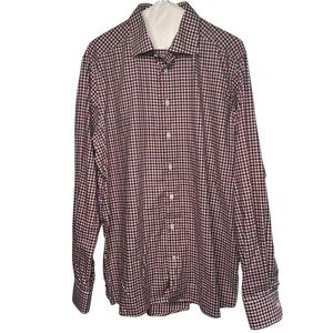 Eton Contemporary Fit Shirt XL 17 / 43 Red Blue Gingham Check 100% Cotton K22